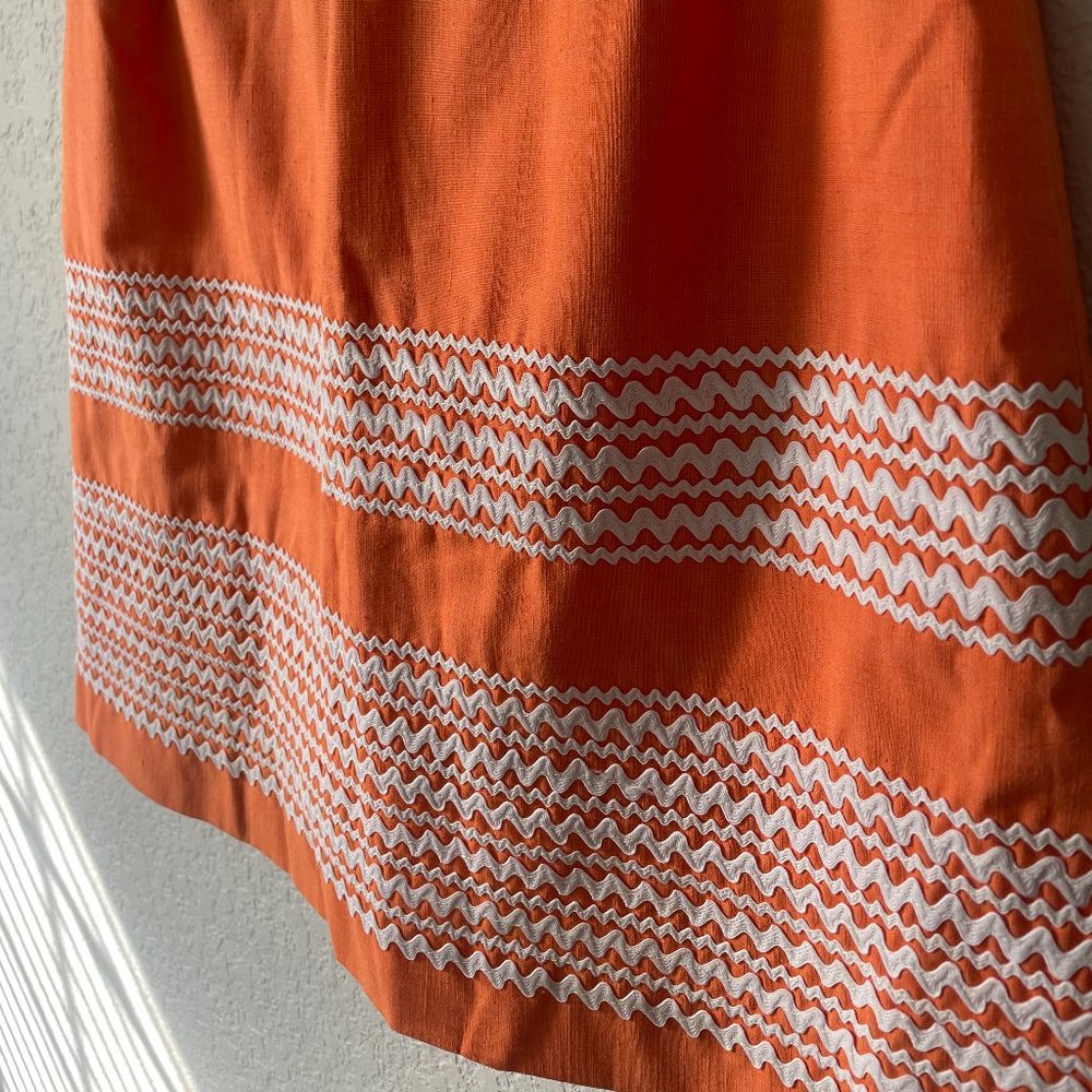 Creamsicle Dreamsicle Mini Skirt w Back Pocket & Rick Rack Trim 60s/70s - Picture 2 of 8